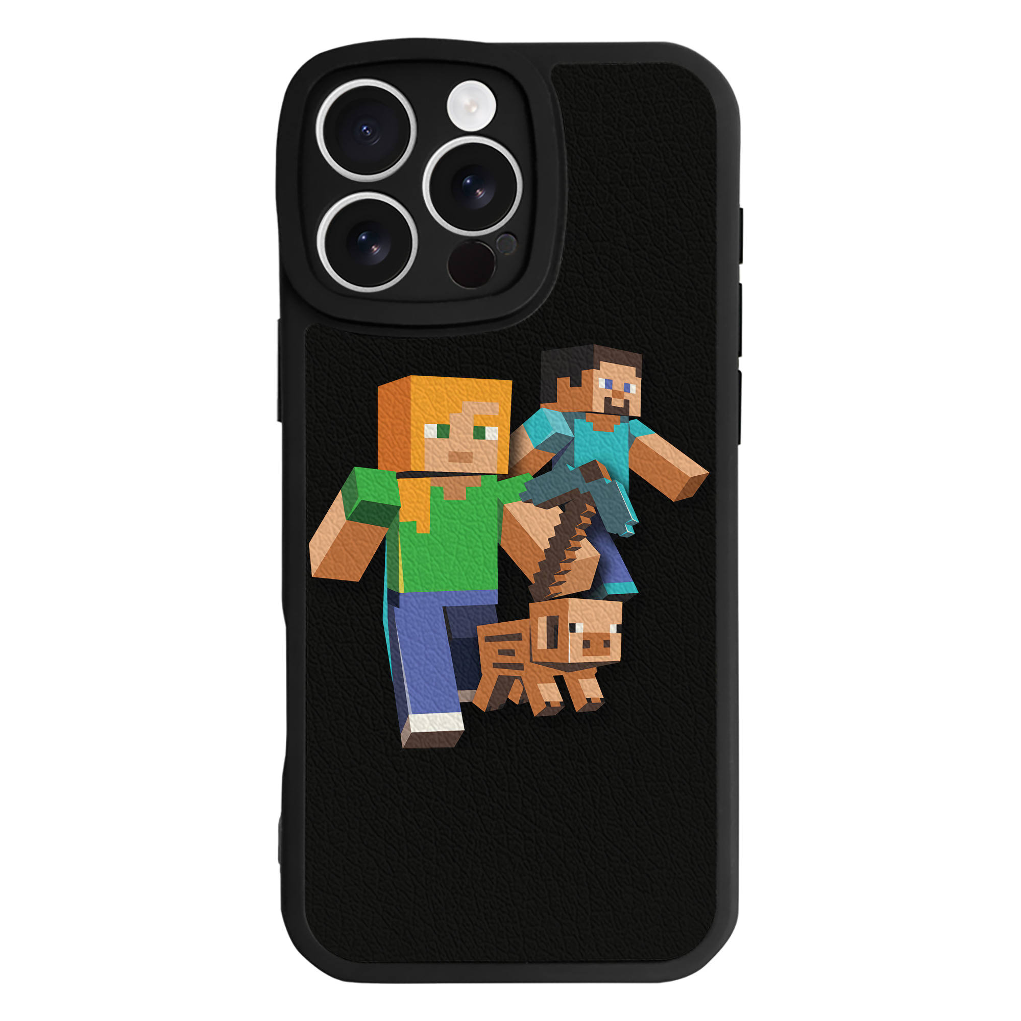 （画像用） マインクラフト ブロックの世界 Minecraft MC Block world 【iPhone 16シリーズ対応】シリコンスマホケース（レザー調） 材質：シリコン